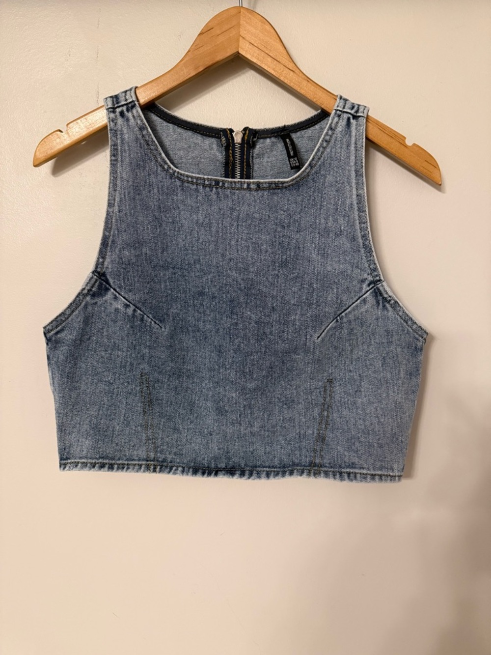 Pretty Little Thing Jean Crop Tank Top - Blue